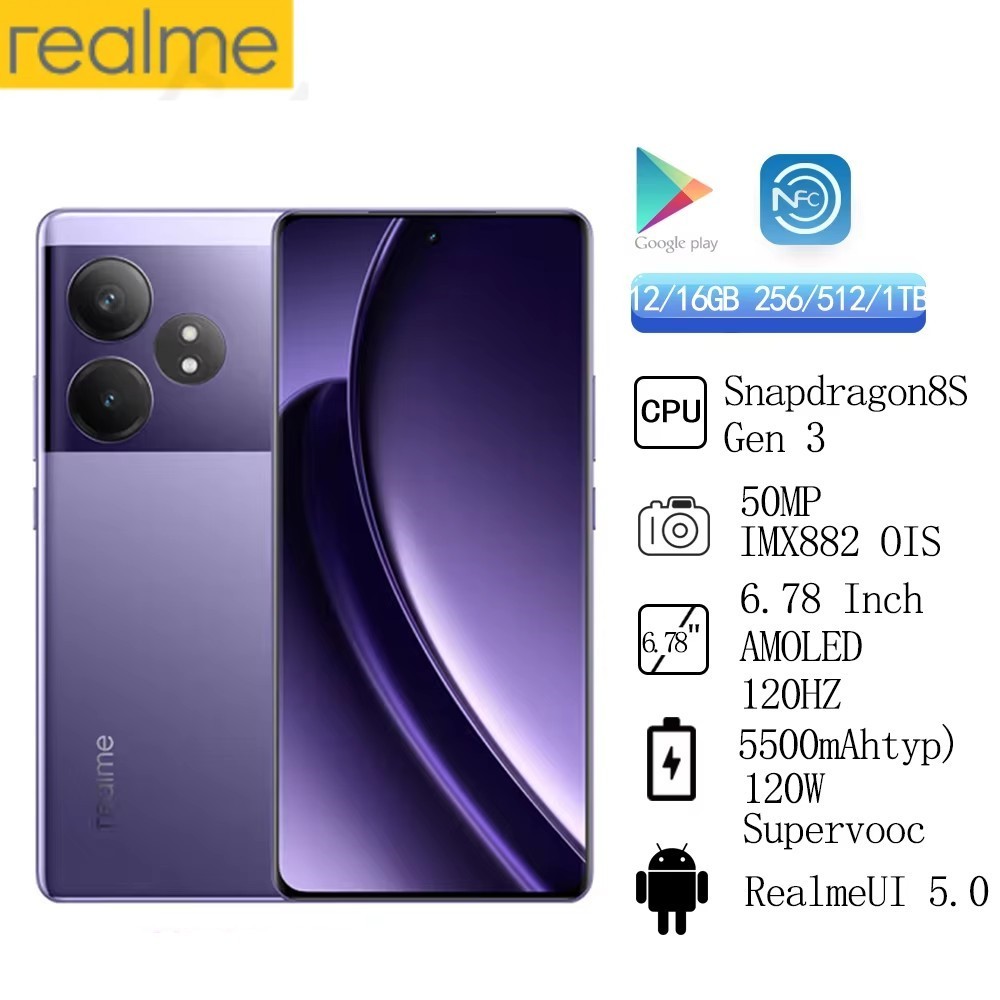 Realme GT Neo 6 ปลดล็อค Snapdragon 8S Gen 3 IMX882 6.78 นิ้ว 50MP 120Hz NFC OTA