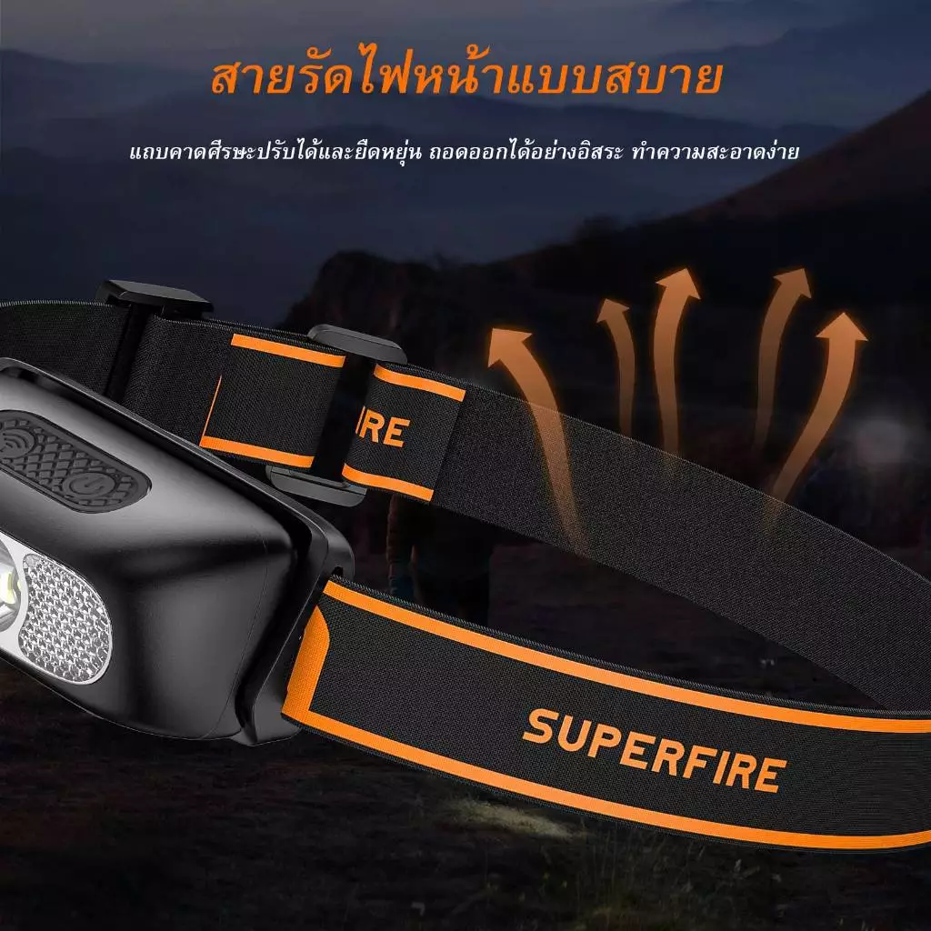 SUPERFIRE HL05 ไฟฉายคาดหัว LED ชาร์จได้ แสงสีขาวแดง thumbnail 7