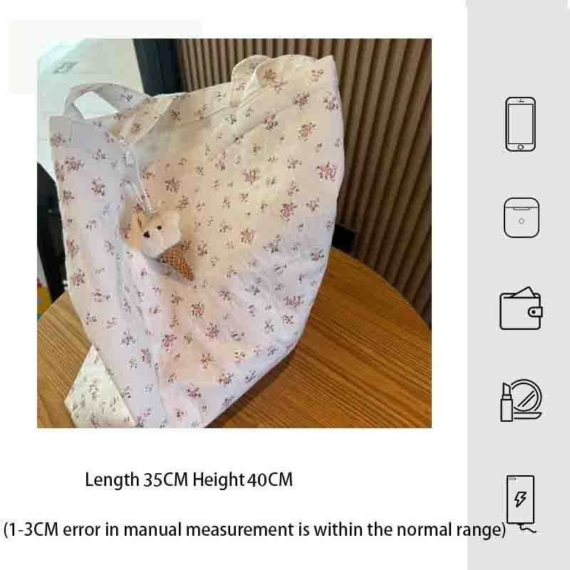 เกาหลีดอกไม้ใหม่ความจุขนาดใหญ่สิริสดกระเป๋าผ้าใบอเนกประสงค์