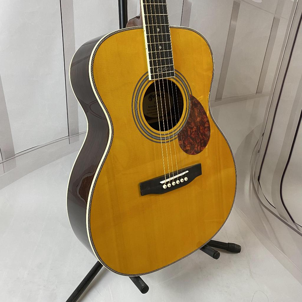 Om28 กีต้าร์โปร่ง 20 frets Ebony ฟิงเกอร์บอร์ด Solid Spruce top 6 สาย ภาพถ่ายจริงขายร้อน