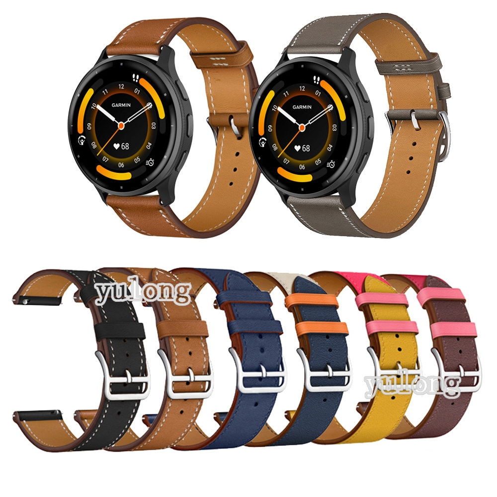 20 มม.22 มม.สายหนังสําหรับ Garmin Venu3 Venu2 /Vivoactive 3 4 5 /vivomove 3 HR/Venu 2 3 เปลี่ยนสายนาฬิกาอัจฉริยะ