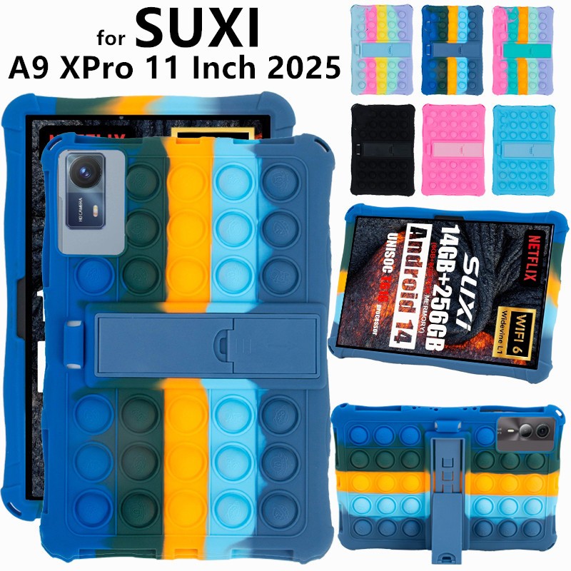for SUXI A9 XPro 11 Inch 2025 Soft Bubble Stand Tablet Cover Case With Shoulder Strap Adjustable Sta