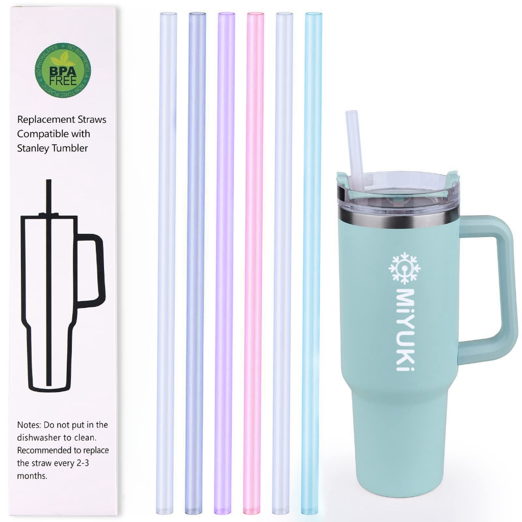 หลอดดูดน้ำ40&30oz for Stanley YETI TYESO MIYUKI หลอด 10มม ใหม ่ที ่มีสีสันหลอด PE ใช้ซ้ําได้ สามารถตัดความยาวได้