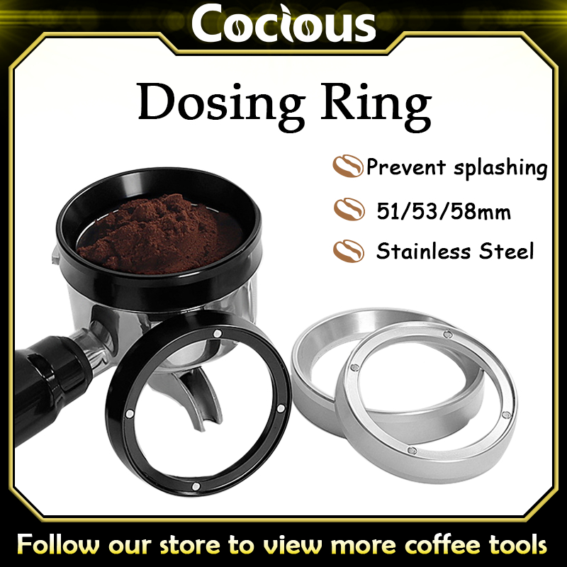 COCIOUS อลูมิเนียมกาแฟแม่เหล็ก Dosing แหวน 51/53/58 มม.เหมาะสําหรับ Espresso Barista ตะกร้ากรอง Portafilter