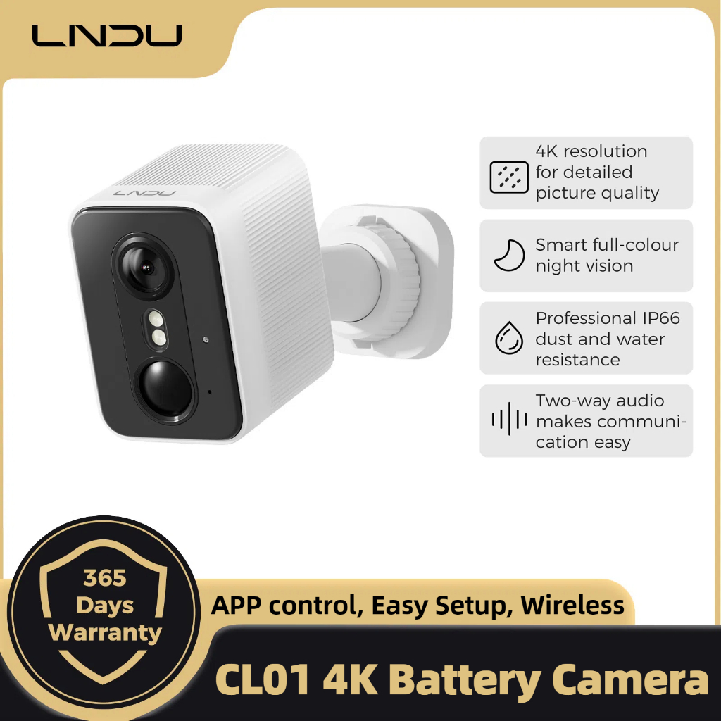 Lndu CL01 4K แบตเตอรี่กล้องวงจรปิดไร้สายกล้องกลางแจ้ง Full Color Night Vision Home Security กล้องอินฟราเรด Night Vision APP ควบคุม