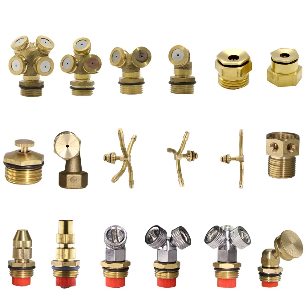 หัวฉีดทองเหลืองสวน Misting Sprinkler ระบบทําความเย็นทองแดงชลประทาน 1/2 "ด้าย 2/3/4 แขน Sprayer