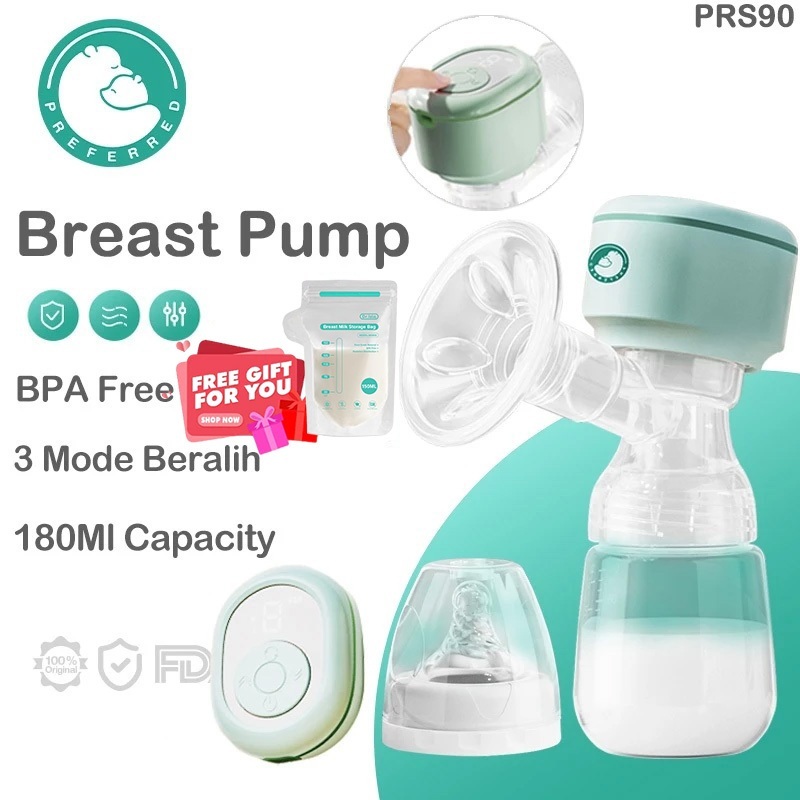 Preferred เครื่องปั๊มนมไร้สาย 3 โหมด ในการดูดได้ 27 ระดับ วัสดุ หน้า นําเข้า ไม่มี บีพีเอ ปลอดภัย ไร้กลิ่น เครื่องปั๊มนม เครื่องปั๊มนมไฟฟ้าดูดได้ Breast Pump PRS90
