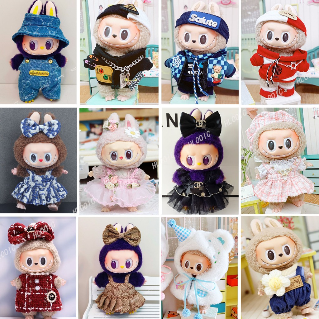 Labubu เสื้อผ้าหมวกกระเป๋ารองเท้าสําหรับ 15 ซม.17 ซม.labubu V1 V2 V3 macaron Little Milan ตุ๊กตาเสื้อผ้าอุปกรณ์เสริม