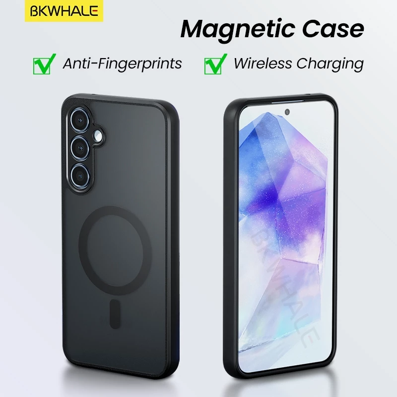 SAMSUNG BKWHALE Magnetic Matteเคสโทรศัพท์สําหรับSamsung Galaxy A57 A37 A17 A27 A07 A56 A36 A26 A16 A06 A55 A54 A35 A34 A25 A24 A15 A14 S24 S24 S24 S25 Ultraปลอกใส่โทรศัพท์
