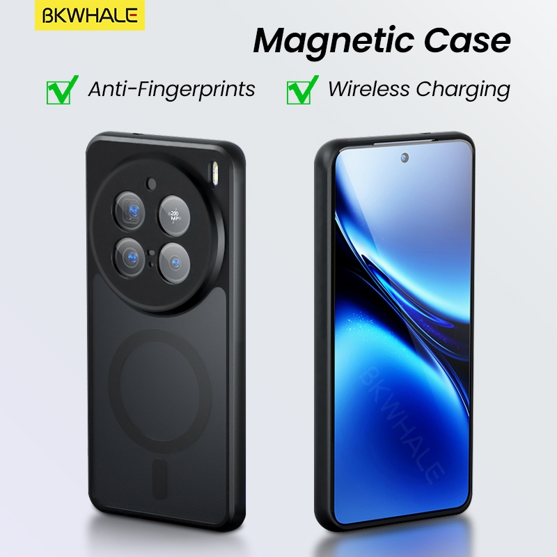 BKWHALE Magnetic Matteเคสโทรศัพท์สําหรับVivo X200 Pro Mini X100 Ultra X300 X200s X100s V70 V30 V40 V50 V60 Lite iQOO 15 13 12 Z10 Z9 Turbo Neo11 Neo9s Pro + ป้องกันลายนิ้วมือ
