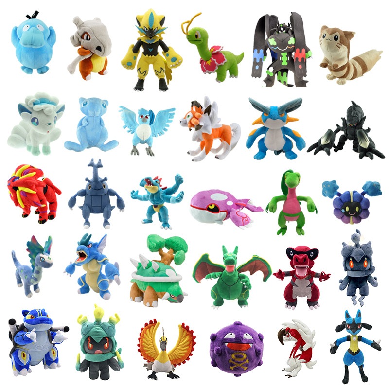 20 สไตล์อะนิเมะ Pokémon Plush Charizard Kyogre Lucario Psyduck Rayquaza Mew Cubone Koffing Solgaleo 