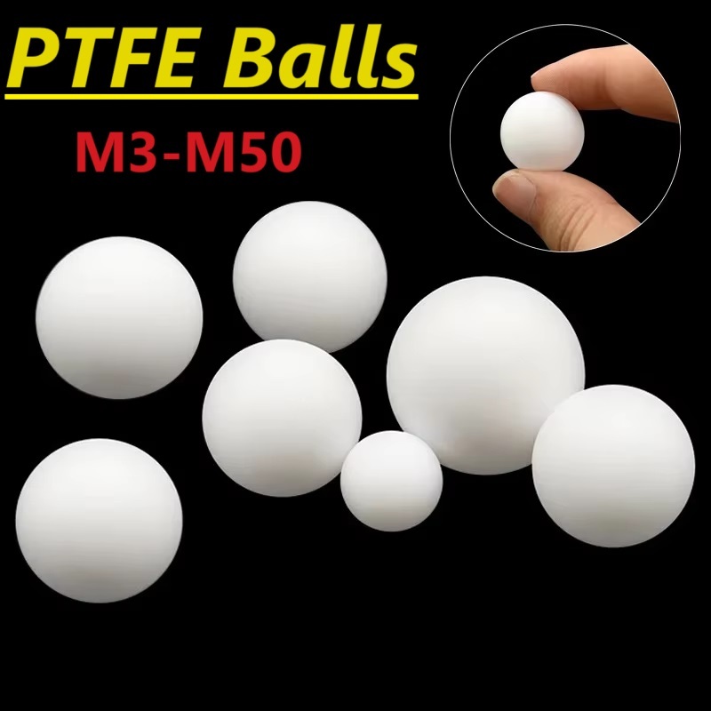 ลูกบอล PTFE สีขาวแข็ง ฉ4 พลาสติกกลิ้งลูกปัด ทนต่อการกัดกร่อน แบริ่ง ฉนวนกันความร้อน เส้นผ่านศูนย์กลาง 3-70 มม