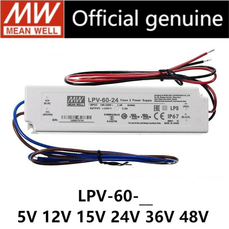 Mean WELL 100%-ใหม่ LPV-60-24 LPV-60-12 LPV-60-5 LPV-60-15 LPV-60-36 LPV-60-48 60W 24V 12V เอาต์พุตเ