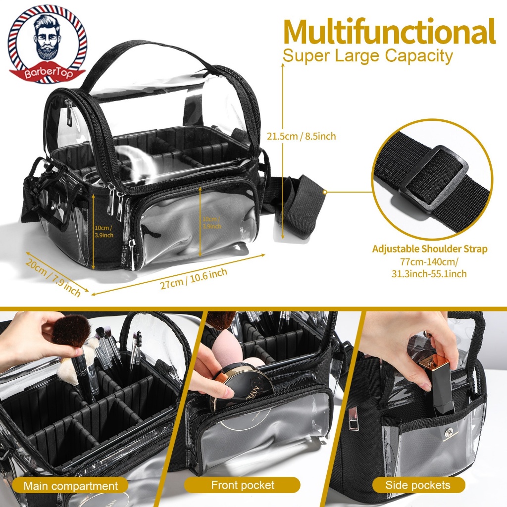 พีวีซีแปรงแต่งหน้าถุงเก็บกันน้ําแต่งหน้าจัดแต่งทรงผมเอวกระเป๋าช่างทําผมมัลติฟังก์ชั่ความจุขนาดใหญ่ชุดเครื่องมือ