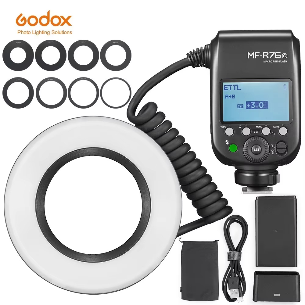 Godox MF-R76C MF-R76N MF-R76S TTL HSS 2.4G มาโครไร้สาย LED Ring Light Speedlite Flash Light สําหรับกล้อง Canon Nikon Sony