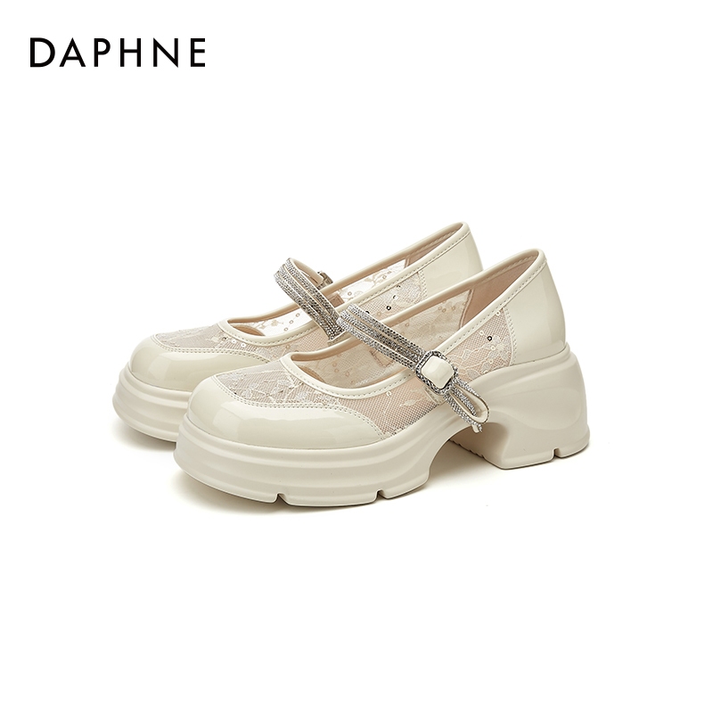 Daphne ผู้หญิง Mary Jane รองเท้า High-End Sense Campus Dating Blind Date (สีดํา/เบจ)
