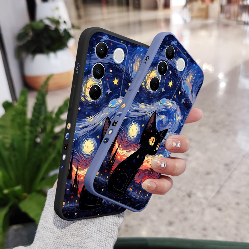 Star Catเคสโทรศัพท์สําหรับVIVO V50 V40 V30 V29 V29E V27 V27E V23 V25 V25E V23E V21 V20 2021 Pro 5Gซิลิโคนเหลวทั้งหมดรอบการป้องกัน