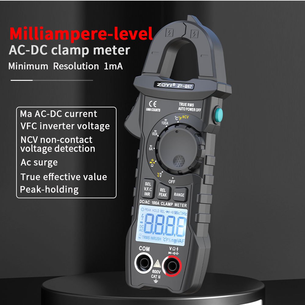 Zoyi ZT-QS7 Digital Clamp Meter ความแม่นยําสูง MAh VFC NCV AC Current Hook Meter