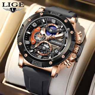 LIGE Relógio De Moda Casual Criativo Cronógrafo Pulseira De Silicone Data Luminosa À Prova D'água Relógios Masculinos