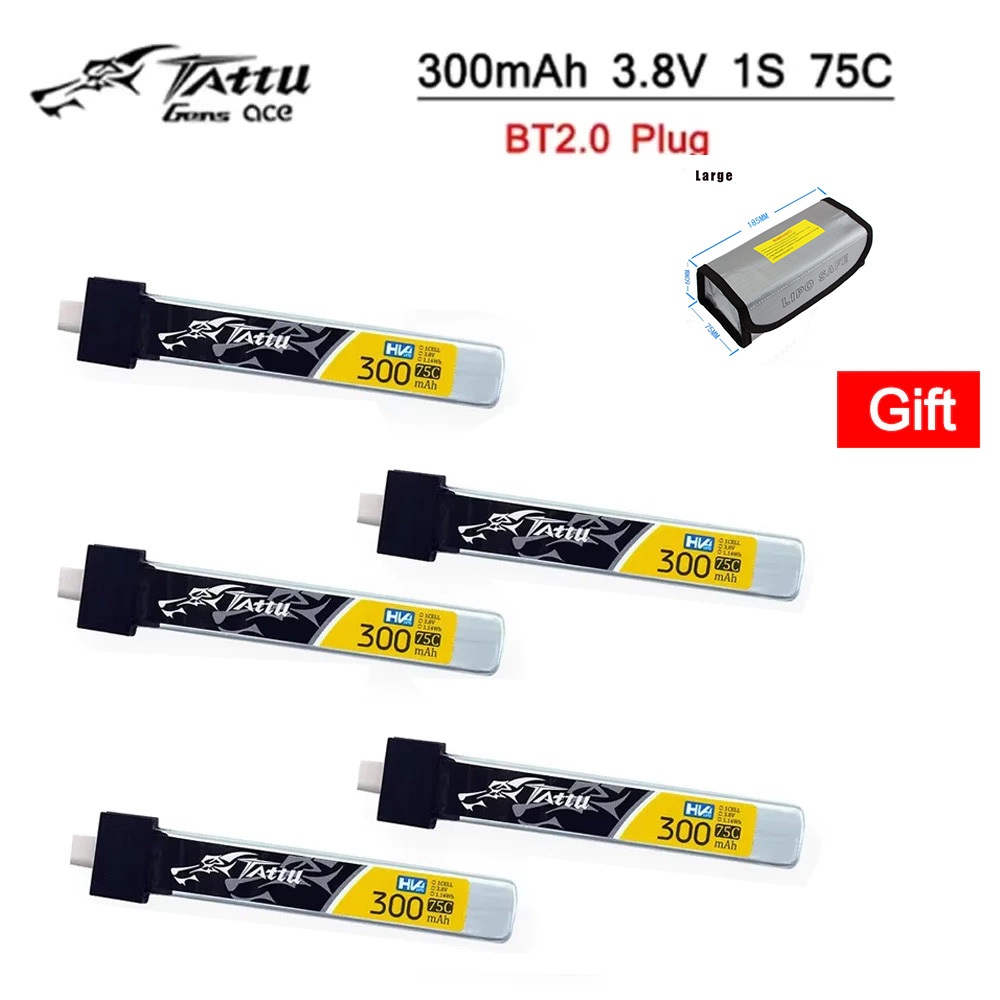 2pcs TATTU 1S 300mAh 3.8V 75C HV 4.35V Lipo พร้อม BT2.0 ปลั๊กสําหรับ BETAFPV Ceuts FPV Kit Racing FP