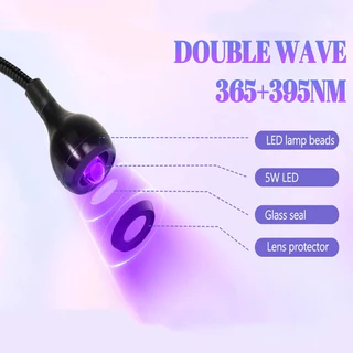 Angnya 5W UV LED โคมไฟเครื่องเป่าเล็บเดสก์ท็อปพร้อมสวิตช์เท้า Clip-On โต๊ะยืดหยุ่นมินิแบบพกพา USB สําหรับ DIY เล็บ Alle เจลเล็บ