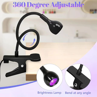 Angnya 5W UV LED โคมไฟเครื่องเป่าเล็บเดสก์ท็อปพร้อมสวิตช์เท้า Clip-On โต๊ะยืดหยุ่นมินิแบบพกพา USB สําหรับ DIY เล็บ Alle เจลเล็บ