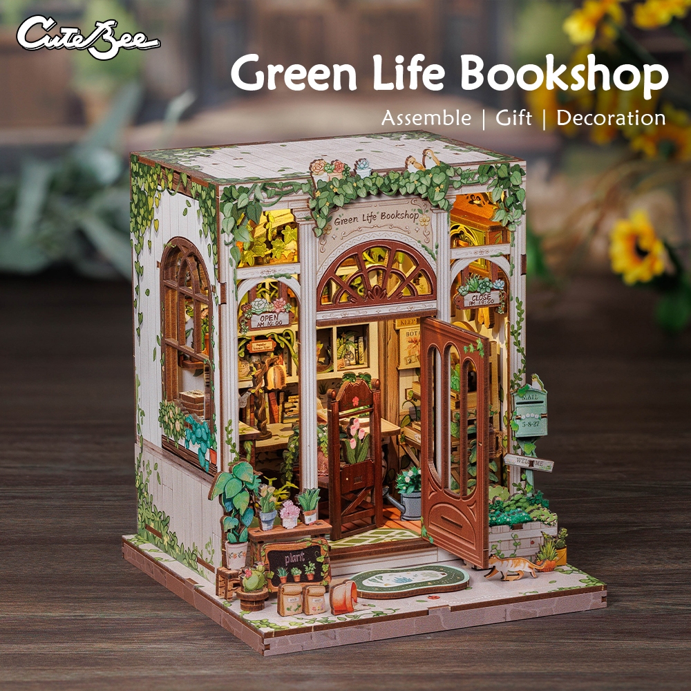 Cutebee CWGC203 บ้านตุ๊กตา DIY Miniature House Street Shop Series 3D ปริศนาไม้ Mini House ของเล่น