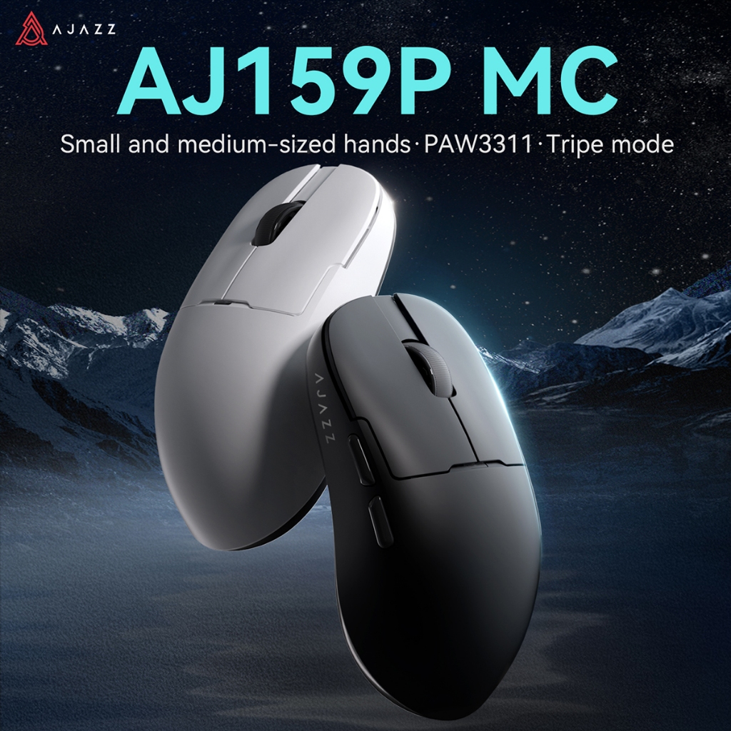 AJAZZ AJ159P MC Mouse การเชื่อมต่อสามโหมดเมาส์สําหรับเล่นเกม PAW3311 พร้อมแบตเตอรี่ 400mAh