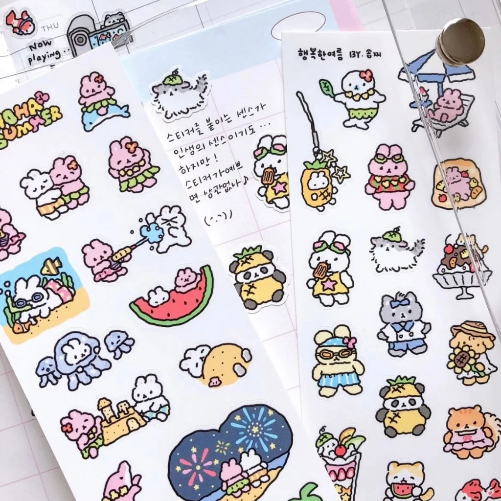 สติ๊กเกอร์การ์ตูน เกาหลีน่ารักกราฟฟิตีสไตล์กระต่ายสติ๊กเกอร์ น่ารัก การ์ตูนสัตว์สติ๊กเกอร์โน๊ตบุ๊คบัญชีมือไดอารี่วางแผนสมุดเครื่องเขียนทําเองตกแ