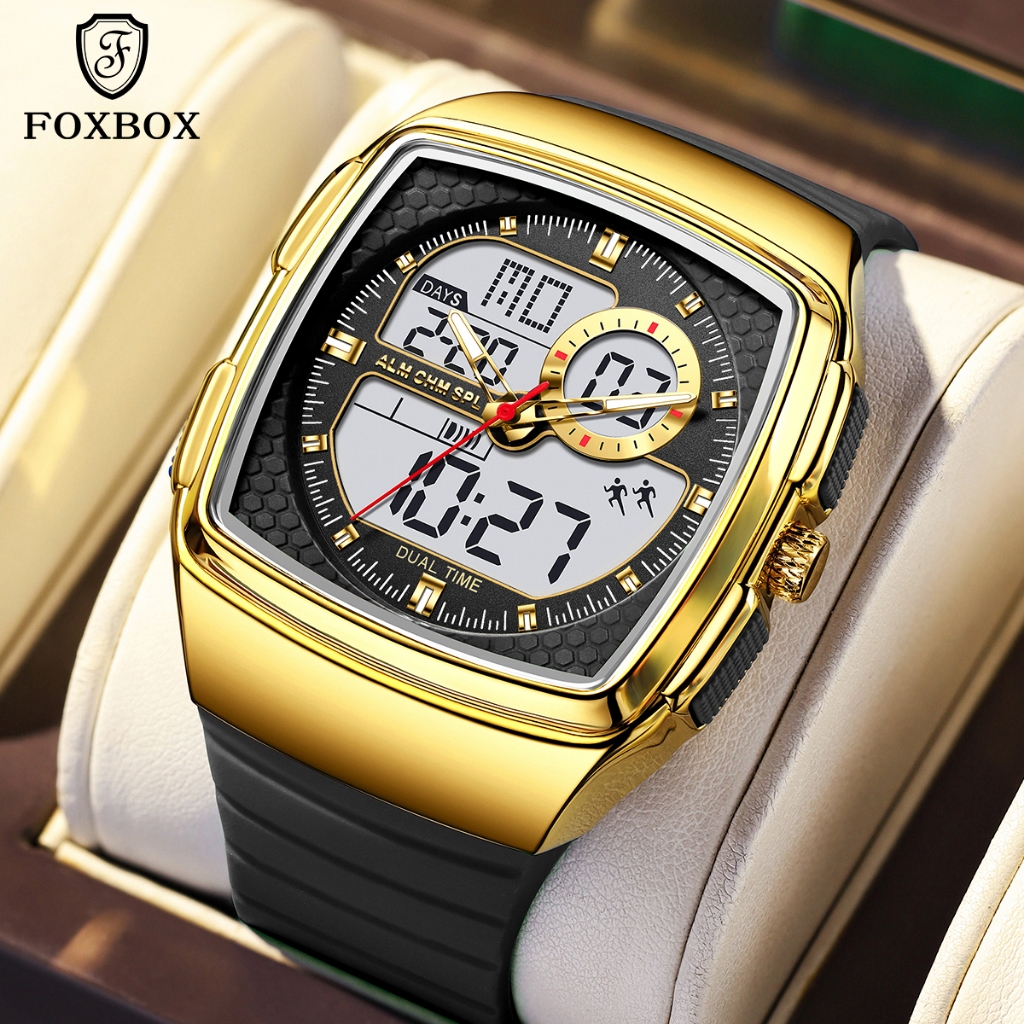 LIGE นาฬิกาเดิมผู้ชายกีฬานาฬิกาข้อมือดิจิตอลกันน้ําเรืองแสงวันที่สัปดาห์นาฬิกา