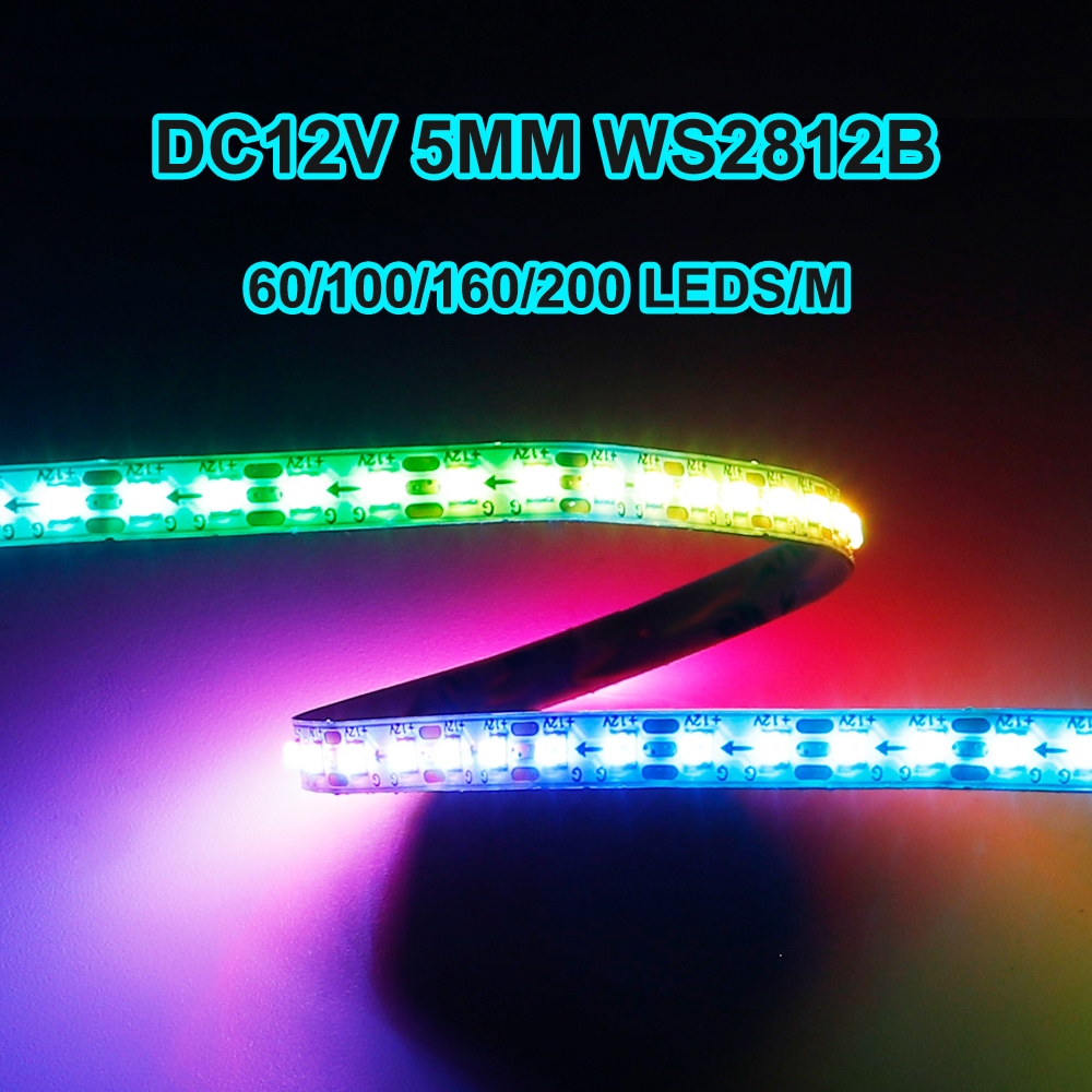 Dc12v 5 มม.WS2812B 2020SMD ไฟ LED Strip แคบพิเศษ WS2812 60/100/160/200Leds/m เทปแสง