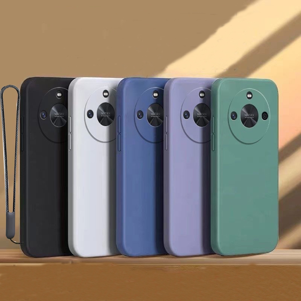 Honor X9B X9C X9A X9 X9D 5G Square กันชนกรอบ Soft TPU Case Cover พร้อมสายรัดข้อมือมือเชือกเส้นเล็ก