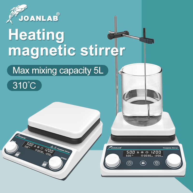 Joanlab เครื่องกวนแม่เหล็ก, เครื่องผสมความร้อนหน้าจอดิจิตอลเครื่องผสมแม่เหล็กเทอร์โมสตัท5L ห้องปฏิบัติการ1500รอบต่อนาที