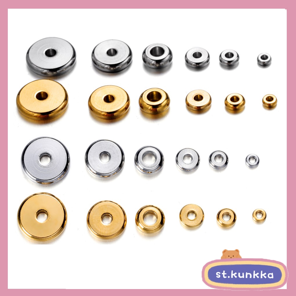 ST.KUNKKA 20 ชิ้น ลิเมตรสแตนเลส ตัวเว้นวรรค ลูกปัดสแตนเลส ทรงกลม ขนาด 3-10 มม. สําหรับทําสร้อยคอ สร้อยข้อมือ