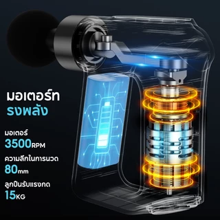 ALLTOU เครื่อง ปืน 32 ระดับ อุปกรณ์เสริม 12 ชิ้น ปืนกล้ามเนื้อ เครื่องนวดกล้า ปืนนวด Massage gun สำหรับนวดกล้ามเนื้อ