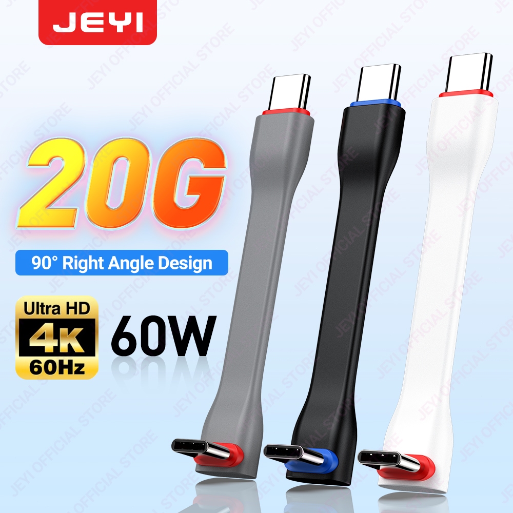Jeyi 90 องศาสายสั้น USB Type C ถึง Type C 3A 60W PD 20 G 75 มม.มือถือสาย USB C สําหรับชาร์จ Bank, MacBook, แล็ปท็อป, แท็บเล็ตพีซี