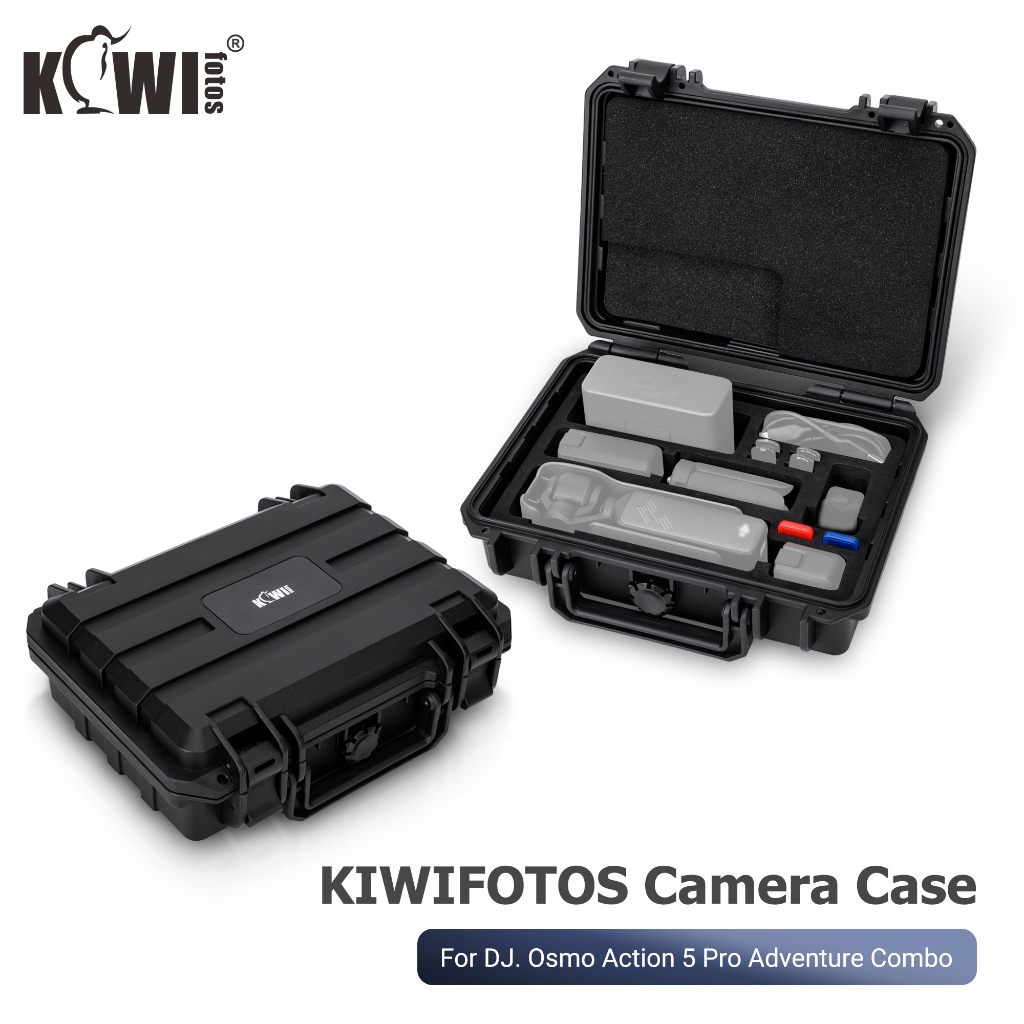 Kiwifotos Action 5 Pro กระเป๋ากล้อง Camera Case กล้อง สําหรับ DJI OSMO Pocket 3 & Action 4/3 Combo กันน้ําผู้ถือป้องกัน กล่องป้องกันกันน้ำ