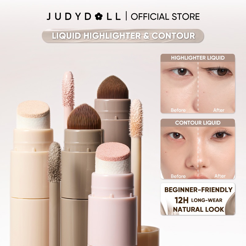 [ขายดี] Judydoll จูดี้ดอล สองหัว ไฮไลท์คอนทัวร์ ติดทนนาน กันน้ำ นุ่มลื่น Liquid Contour & Highlight