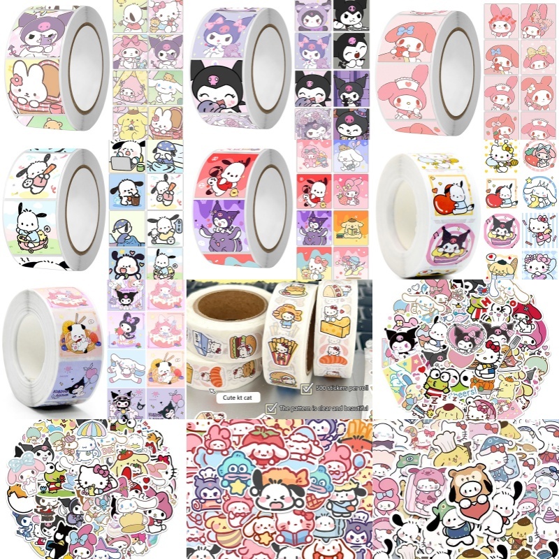 Ulo ม้วนเทปสติกเกอร์ ลายการ์ตูนน่ารัก สําหรับตกแต่งสมุดภาพ 500 ชิ้น ต่อม้วน