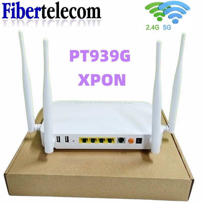 ใหม่ ของแท้ XPON ONU GE 2USB TEL เราเตอร์ออปติคอลไฟเบอร์ WIFI 2.4G&5G Dual Band ONT EPON/GPON PT939G
