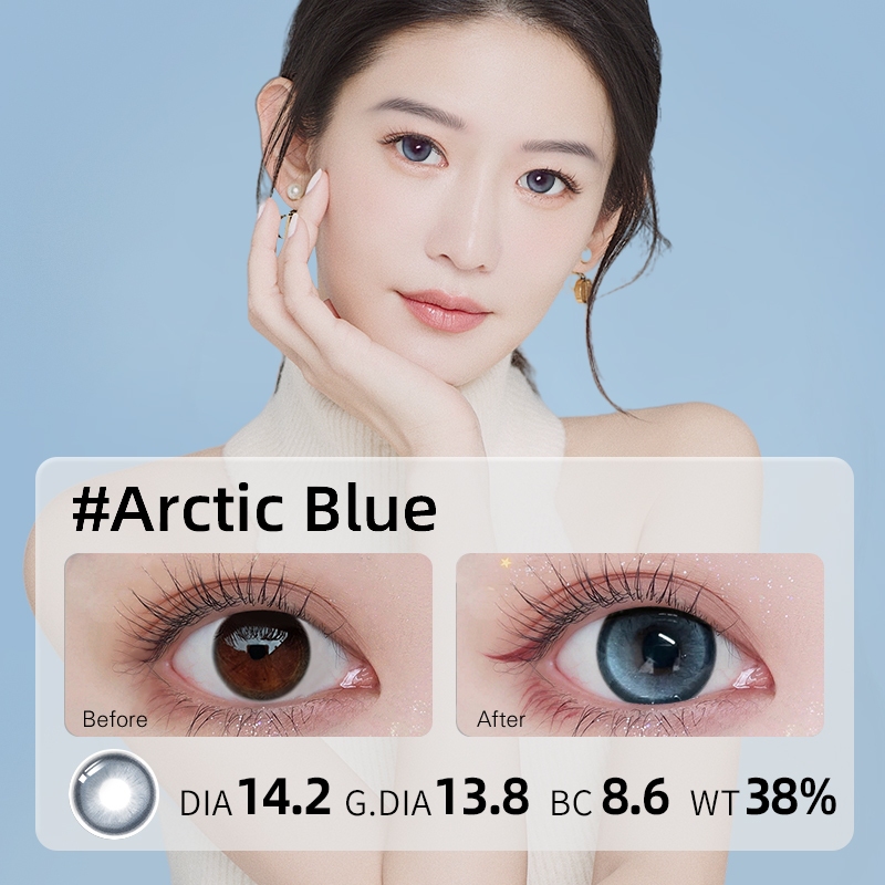 (ปลาค็อด) เกรด(0~-8.00) เลนส์ธรรมชาติสีฟ้าคอนแทคเลนส์สีเลนส์อ่อนใช้รายปี14.2มม