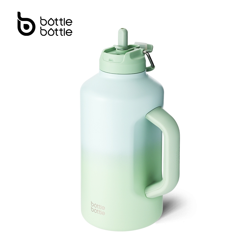 BOTTLE BOTTLE 64oz ขวดน้ำสแตนเลสสำหรับเล่นกีฬาความจุขนาดใหญ่พร้อมที่จับสำหรับออกกำลังกายและเล่นกีฬา (1900ML)