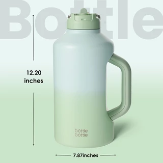 BOTTLE BOTTLE 64oz ขวดน้ำสแตนเลสสำหรับเล่นกีฬาความจุขนาดใหญ่พร้อมที่จับสำหรับออกกำลังกายและเล่นกีฬา (1900ML)