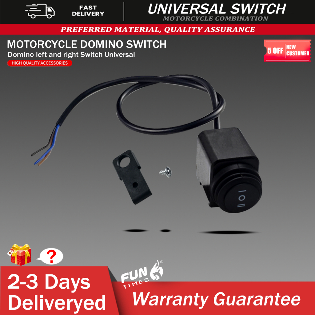 อุปกรณ์เสริมรถจักรยานยนต์สากล Domino Mini Drive รถไฟซ้ายสวิตช์กันน้ํา 3 ช่องเหมาะสําหรับ [สีขาว+สีเหลืองคู่คุณภาพสูงสากล] 20W*2]