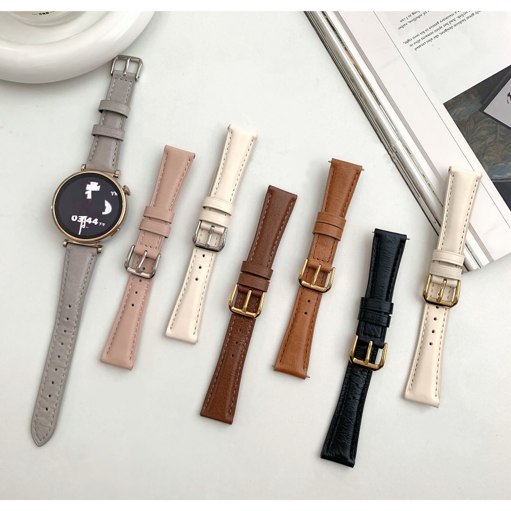 Elegant Leather Metal Buckle Strap Compatible For Huawei watch GT 7 สาย 41mm สาย Huawei watch GT 6 Strap 42mm Strong Huawei watch GT 5 Strap Huawei GT6 / Huawei GT7 สาย Huawei Watch GT 4 Strap Garmin Venu 4 สาย Venu 3s Band