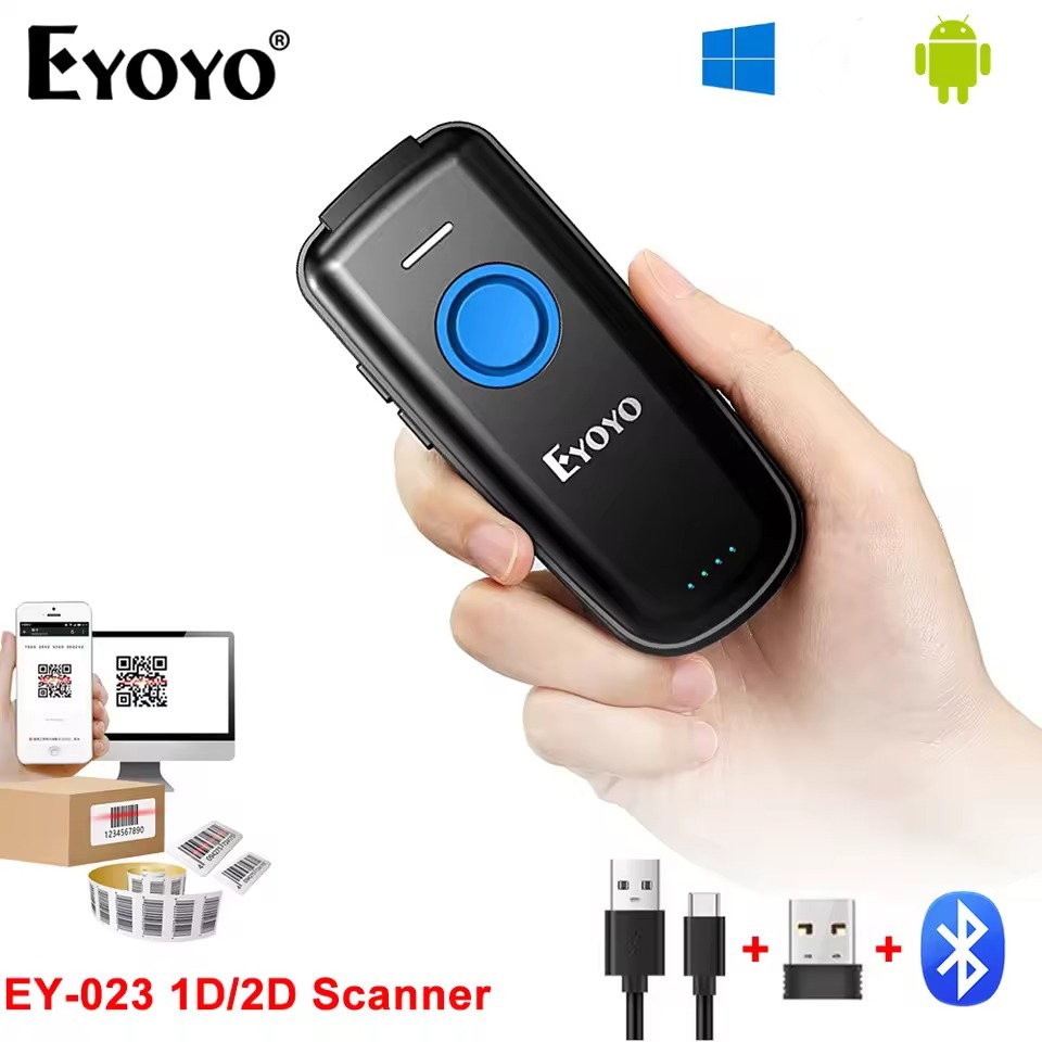 Eyoyo EY-023 เครื่องสแกนบาร์โค้ด 1D 2D QR Code Pocket Bluetooth QR Code Reader.รองรับปุ่มทริกเกอร์/ต