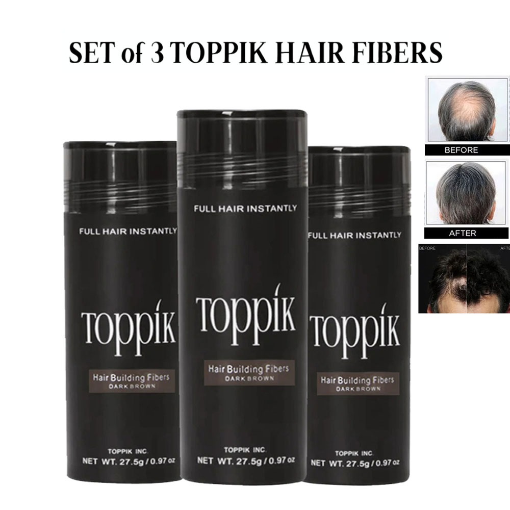 [เรือท้องถิ่น] 3PCS Toppik Hair Fibers สําหรับสเปรย์หนาผม Building Fibers Loss คอนซีลเลอร์ Thinning 