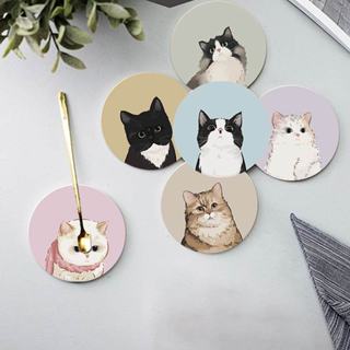 1 PC ถ้วยแมว Coaster การ์ตูนน่ารัก Anti Scalding ความร้อนฉนว…