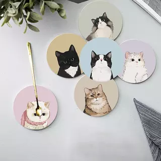 1 PC ถ้วยแมว Coaster การ์ตูนน่ารัก Anti Scalding ความร้อนฉนวนกันความร้อนบนโต๊ะอาหาร Decor Table Decor