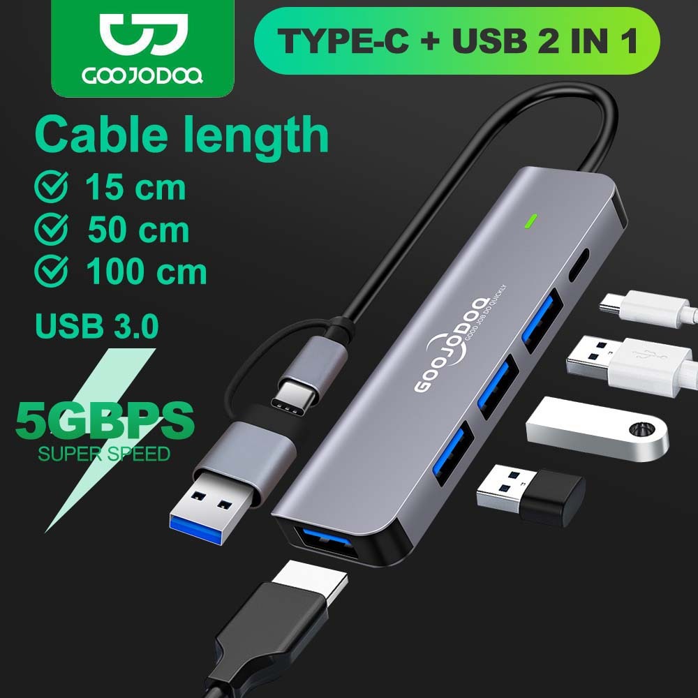 GOOJODOQ USB 3.0 HUB Type C Adapter แล็ปท็อปสำหรับ MacBook iPad อุปกรณ์เสริมส่วนขยาย PD Charger Port